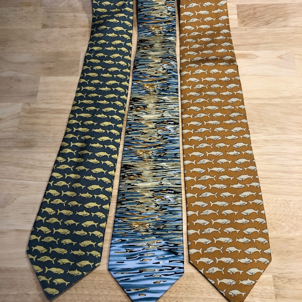 Elegant Fish Pattern Tie Trio - Multicolor